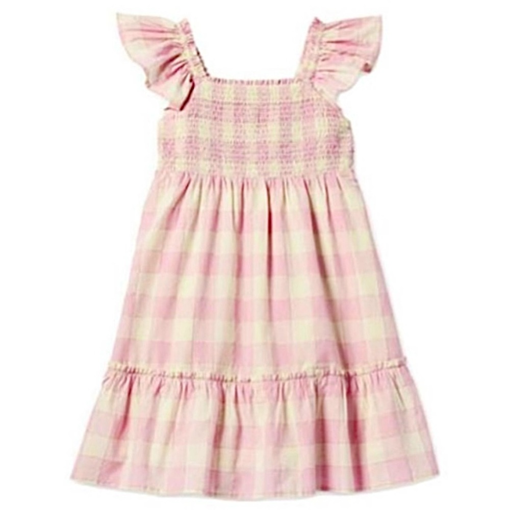 Thereabouts Girls Pink Cream Gingham Country Dress Ruffles XL 18.5 Like New